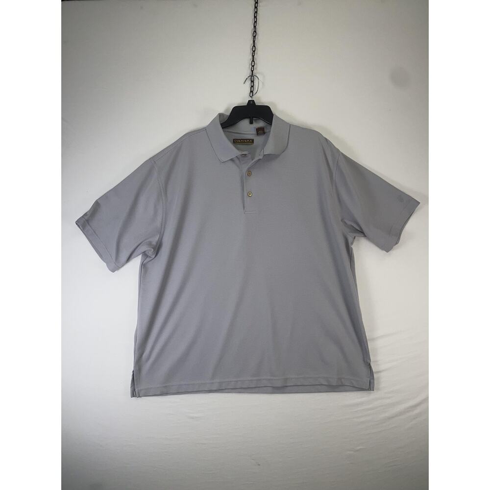 Cubavera Polo Shirt Mens 2XL Gray 100% Polyester Short Sleeve Casual Knit